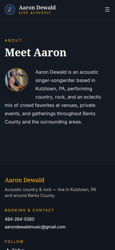 Aaron Dewald Music mobile view 3